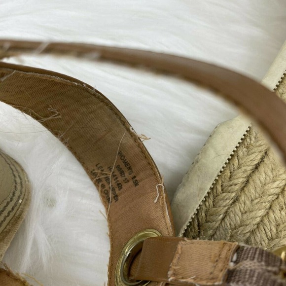 Sperry Women's Open Toe Espadrille Rope Wedge Sandals Size 8.5 Brown Tan Leather - Picture 7 of 8